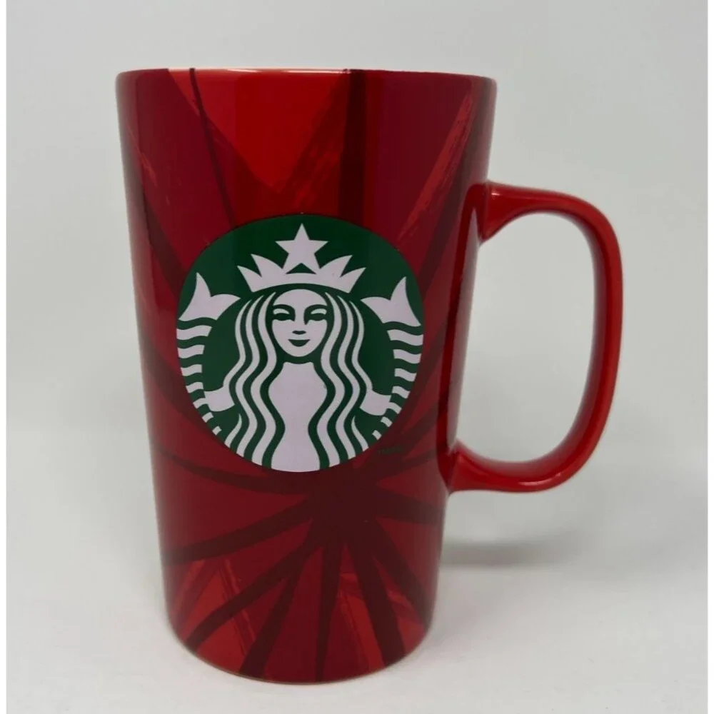 Starbucks 2014 Holiday Red Ceramic Coffee Mug 16 oz Tall Christmas Cup